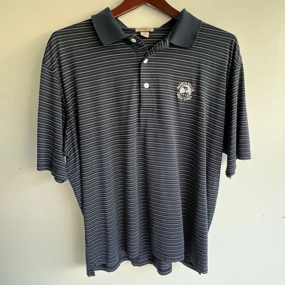 Pebble Beach Golf Links Polo Shirt XL Blue Striped Cotton Classic Golf Logo - Picture 8 of 11